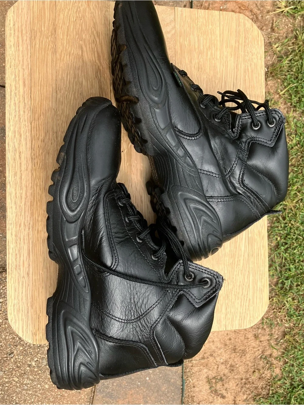 Reebok Black Men's Lace-Up Leather Postal Work Boots